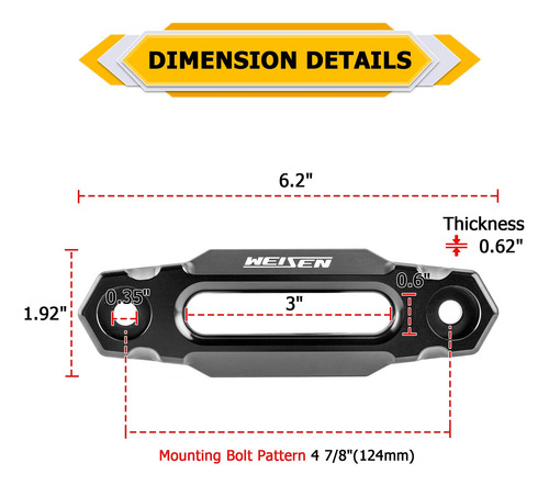 Cabrestante Fairlead 124mm Aluminio Para Atv 2000-3500 Lbs