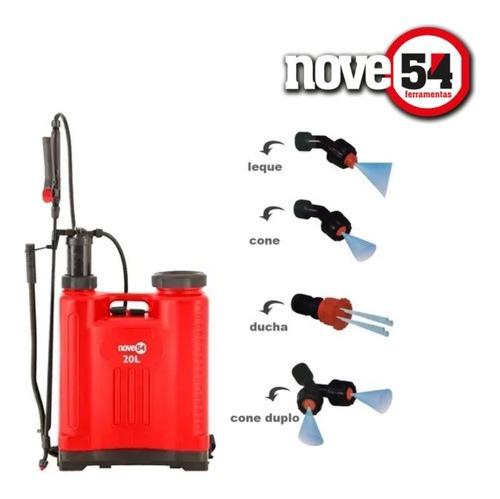 Pulverizador 20 Litros Maquina Passar Veneno Insetcid Nove54 Cor Vermelho