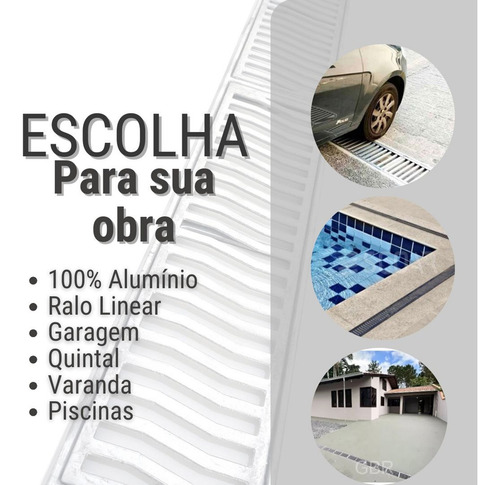 Relim Ralo Linear em Alumínio 15x100cm com Tela Anti Insetos Escovado