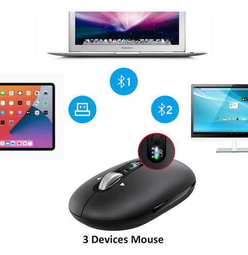 Ratón Bluetooth Inalámbrico Multidispositivo Con 8 Botones Y