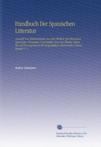 Libro: Handbuch Der Spanischen Litteratur: Auswahl Von&..