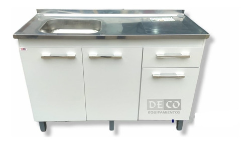 Mueble Con Mesada Acero Pileta Izquierda Acero Inox Armado