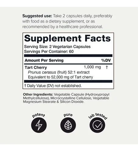 Suplemento Toniiq Ultra High Strength Tart Cherry 52,000 Mg