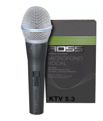Micrófono De Mano Ross Ktv-5.3-cncn Dinámico Gris Canto Cuo