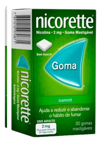 Nicorette Icement 2mg 60 Tabletes Goma Mastigavel Chiclete Menta