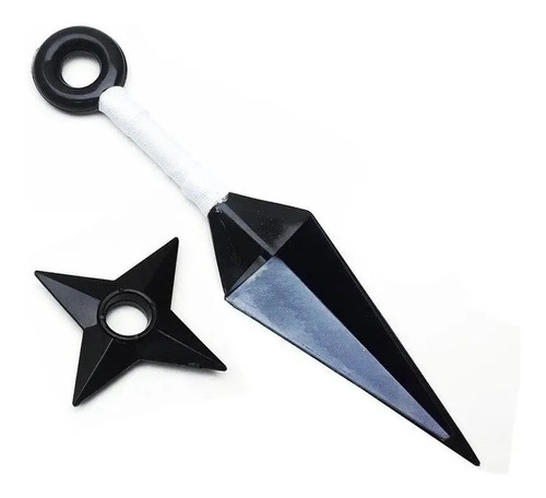 Kit Ninja Naruto Sasuke Kunai 25cm + Shuriken 10cm 