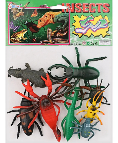 Kit 7 Insetos E Animais De Borracha Brinquedos Ref 1548