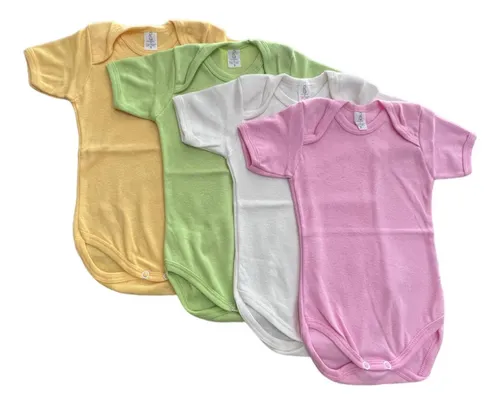 Set 4 Piezas Pa alero Manga Corta Liso De Beb 24 Meses