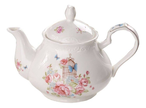 Tetera  De Cerámica De Porcelana Café, Rosa Rosa () Tts