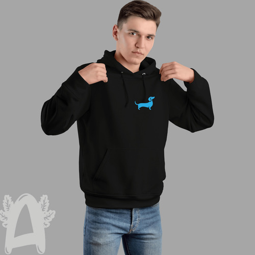 Sudadera Negra Casual Unisex Perro Salchicha Mascota Moda