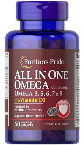 Puritan's Pride | All In One Omega & Vitamin D3 | 60softgels