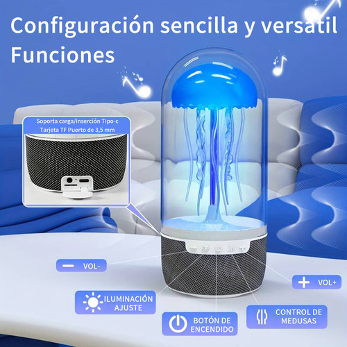 Pulpo Altavoz Bluetooth y Luz Nocturna Sonido Envolvente 3d Color Blanco