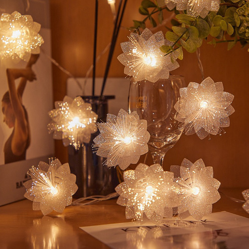 Cadena De Luces Led Con Forma De Flor Para Navidad 6m 40leds