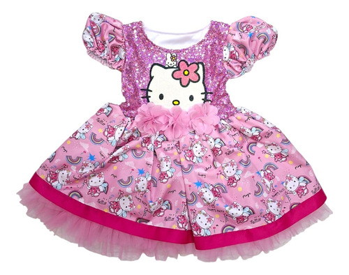 Vestido Para Niñas De Hello Kitty Multicolores Tul