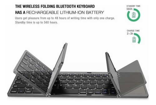 ` .. Teclado Bluetooth Mini Dobrável Ultrafino Com