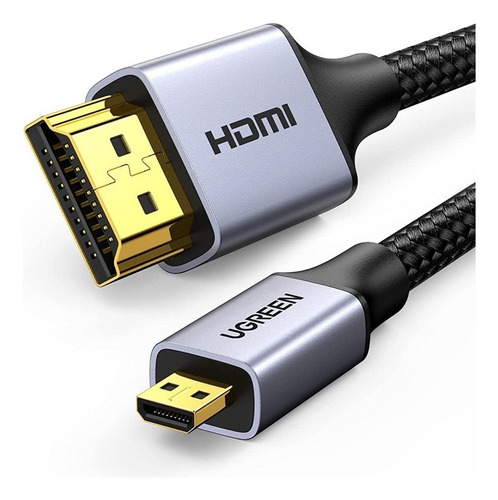 Cable Micro Hdmi A Hdmi 4k 60hz 18gbps Aluminio Nylon Ugreen