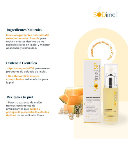 Imagen 9 de 10 de Suero Facial Antioxidante Sodimel Anti Estrés Y Arrugas 30gr