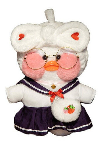 Lalafanfan Café Peluche, Patito Blanco Con Accesorios