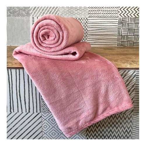Cobertor Bonne Nuit Microfibra flannel cor rosé com design liso de 2.2m x 1.8m