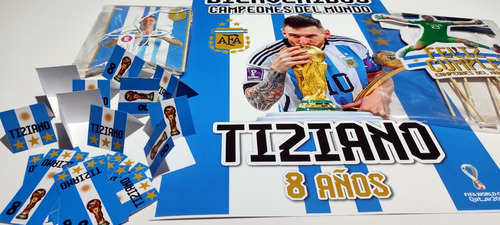 Combo Deco Cumple Argentina Messi Campeon Personalizado