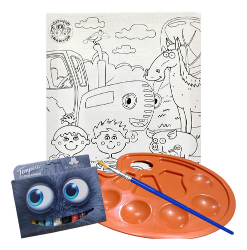 Kit Arte Infantil Bastidor Cuadro Lienzo Pintura Pincel Niño