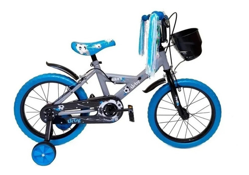 Bicicleta paseo Dencar URBY 7126 R16 color azul con ruedas de entrenamiento  