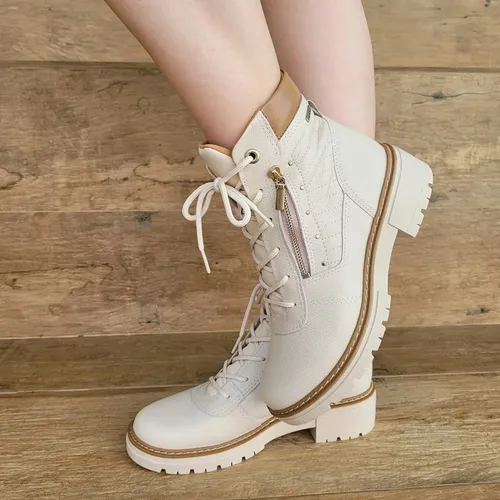 Bota coturno feminina best sale bege
