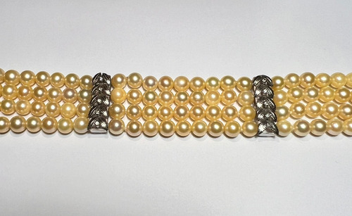 Pulseira Perolas Com Travas E Fecho De Ouro Branco 18k J R