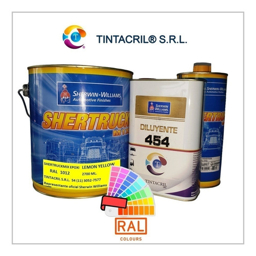 Pintura Epoxi Ral 1012 Kit X 4.5 Lts. Amarillo Limón Brillante