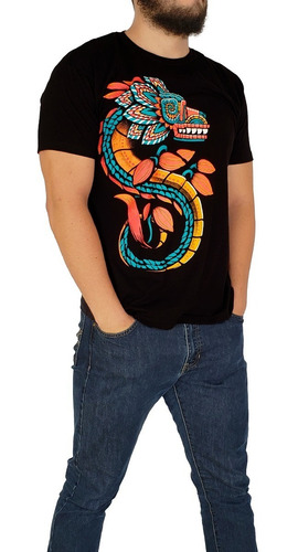 Imagen 2 de 6 de Playera Larva Para Hombre Dios Quetzalcóatl Fosforescente