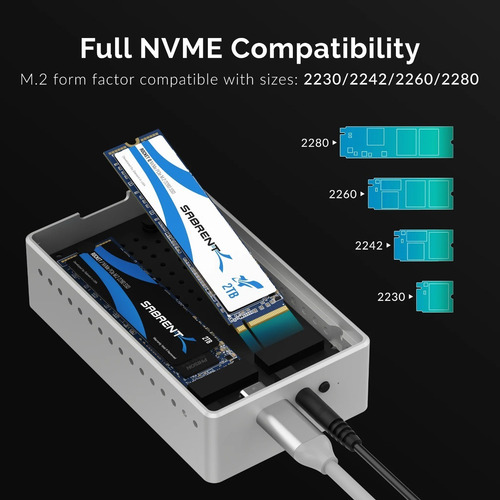 Imagen 7 de 9 de Case Gabinete Dual Disco Durousb-c Ssd Nvme Sabrent Ec-ssd2