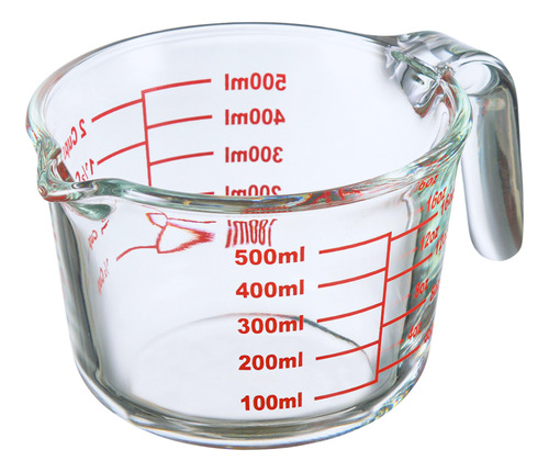 Jarra Medidora De Vidro Com Alça Graduada Resistente 500ml