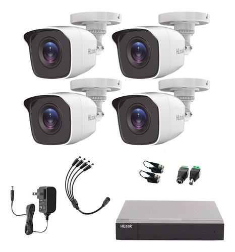Hilook Kit de Camaras de Seguridad Exterior HL24LQ-PLUS-SC Video Vigilancia TurboHD 1080p CCTV 4 Cámaras Bala de 2MP Metal H.265+