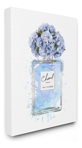 Stupell Industries Blue Flowers Perfume Bottle Watercolor Ca