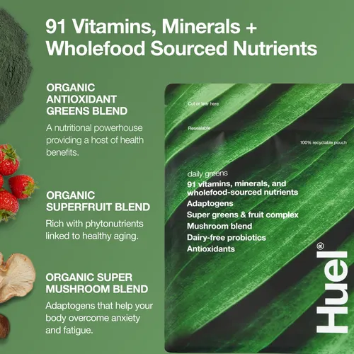 Huel Daily Greens | Superfood Greens Powder | 91 Vitaminas,