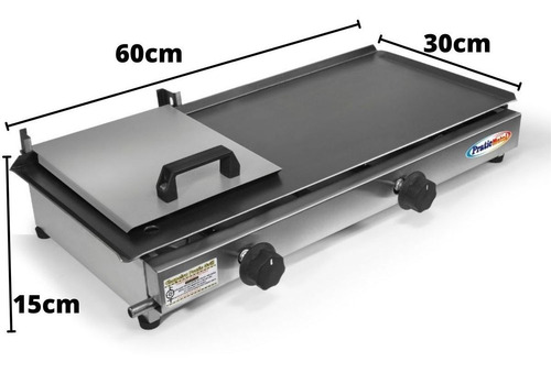 Imagem 2 de 6 de Chapa De Lanche Dog Inox Com Prensa À Gás 60x30cm Pratic