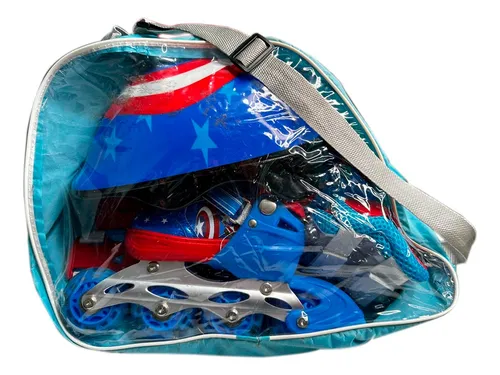 Kit Patines Ajustables Capitán América Niños + Casco Protecc