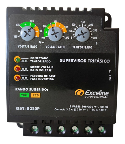 Protector Supervisor Trifásico 220v Exceline 