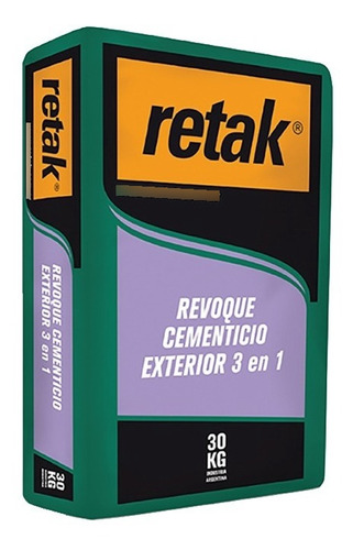 Retak Revoque Cementíceo Exterior 3 En 1 Bolsa X 30 Kg