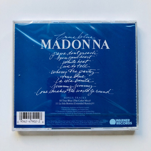 Madonna Cd True Blue Remasterizado 2020 Alemania Bonus Traks