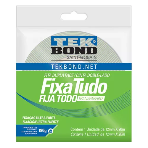 Fita Dupla Face Interna Acrilica 12MMX2M-Tekbond - Fita Dupla Face Interna  Acrilica 12MMX2M-Tekbond - Tek Bond