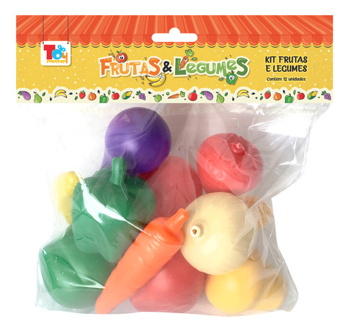 Kit Frutas E Legumes Variados Brinquedo Infantil 12 Peças