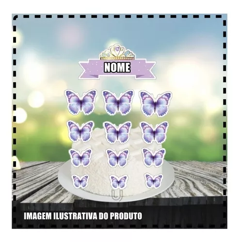 Topo de bolo #borboleta #lilas - Fênix Papelaria E Festas