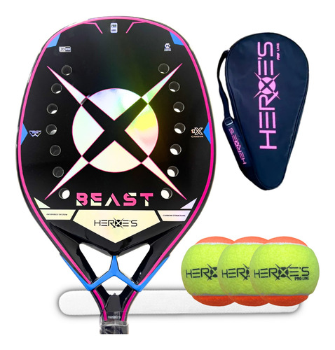 Raquete De Beach Tennis Heroes Beast Beccacioli + Brindes