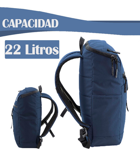 Mochila Discovery Shield Top Zip Para Computadora Laptop Azul 22 Lts Poliester Reciclado Diseño Elegante Funcional