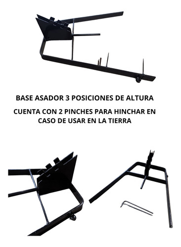 Asador Estaca Libro Hierro Emparrillado 70 X 50 Con Base