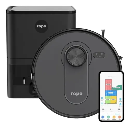 Robô Aspirador - Ropo Vision Pro - Autolimpante Preto