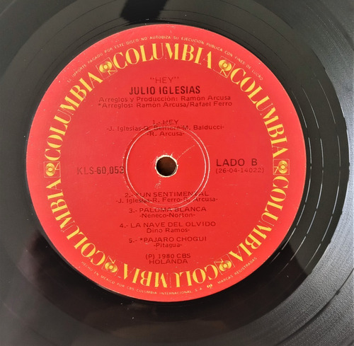 Julio Iglesias Lp Hey (Usado)