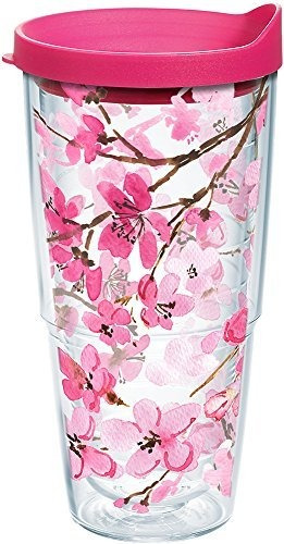 Tervis Japanese Cherry Blossom Tumbler With Lid, 24 Oz, Clea