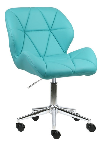 Cadeira de escritório Móveis MGM Australia base rodízio  azul-tiffany com estofado de couro sintético